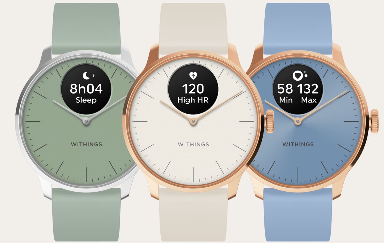 Montre connectée Withings ScanWatch Light 37 mm Blanc et Or